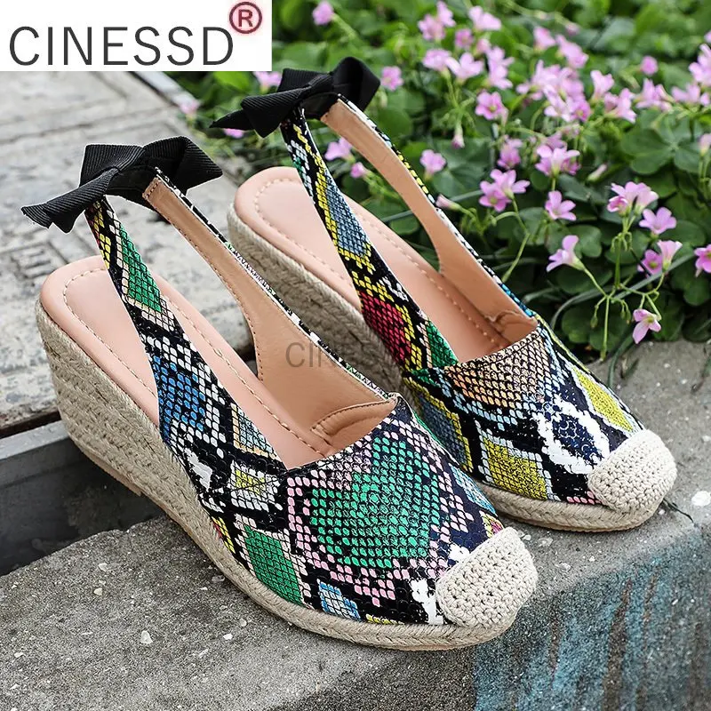 

Wedges Shoes For Women Retro Open Toe Ankle Platform Beach White Sandals Plus Size Weave High Heels Buckle-Strap Roman Shoe