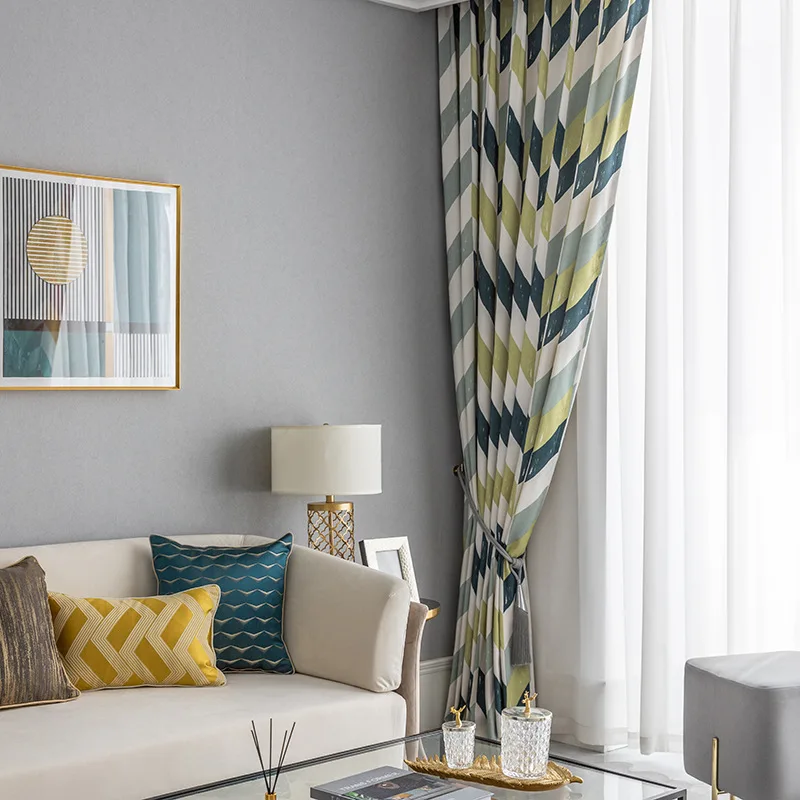 

COLORFUL KING Geometric Stripe Curve Modern Simplicity Blackout Curtains Drapes Curtains For Living Room Kitchen Bedroom