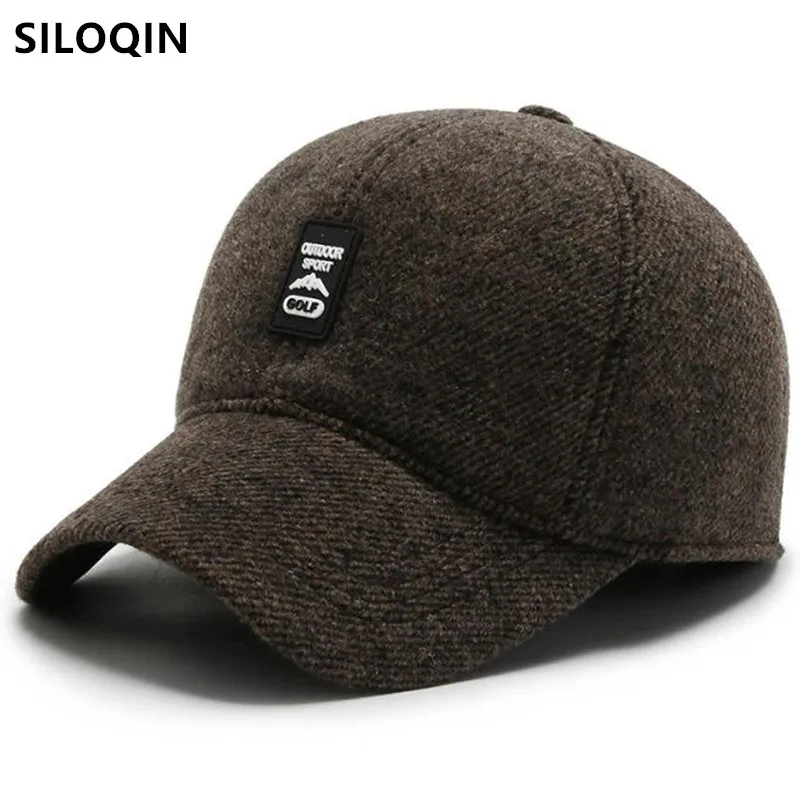 

SILOQIN Adjustable Size New Men's Winter Baseball Caps Thick Warm Earmuffs Hats Men Casual Snapback Cap Dad Hat Bone Sports Cap
