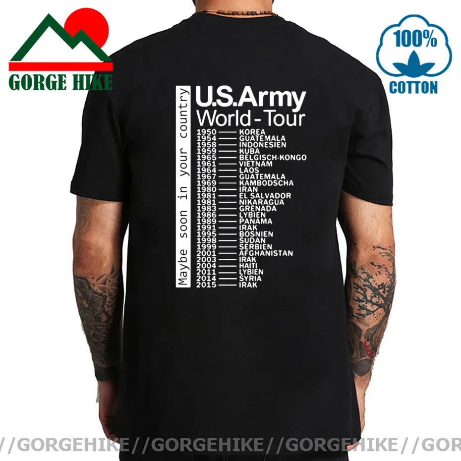 

GorgeHike Funny concert t-shirt men The US Army World Tour T shirt military design tshirt fashion leisure rock music Tops Tshirt