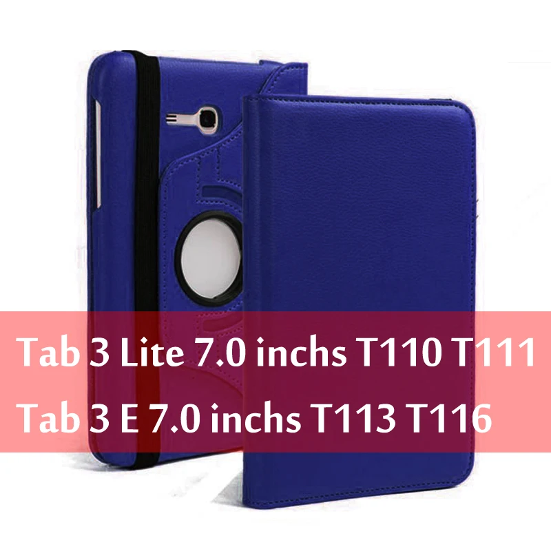 Dark Blue Чехол для планшета samsung Galaxy Tab 3 Lite " SM-T110 T111 Tab E 7,0" SM-T113 T116, вращающийся на 360 градусов, кожаный чехол-книжка Funda Capa - Цвет: Dark Blue