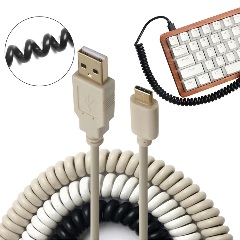 Creative Spiral Mechanical Keyboard Type-C Cable Wire Coiled USB Soft for Detachable Digital Spare Parts LX0B | Электроника