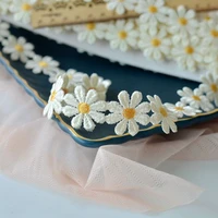 2 2cm wide beautiful white embroidered daisy lace fabric 3d flowers lace ribbon dress collar hats headwear sewing trimming decor