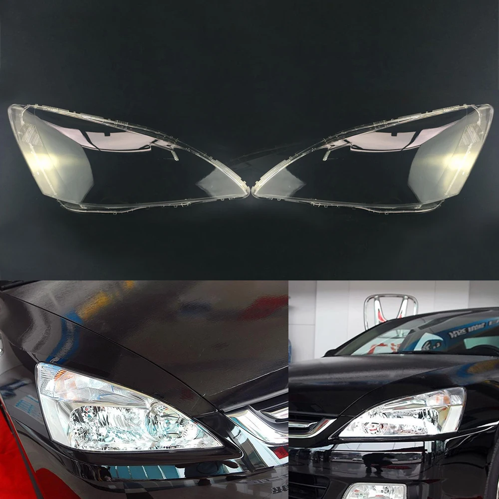 A Pair Для Honda Accord 2003 2004 2005 2006 2007 фары объектив фар автомобиля замена крышки прозрачные линзы авто чехол - Цвет: A Pair
