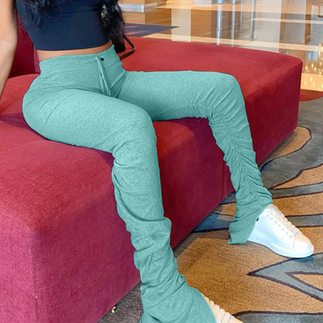 Спортивные штаны с высокой талией для женщин джоггеры 2020 эластичные летние