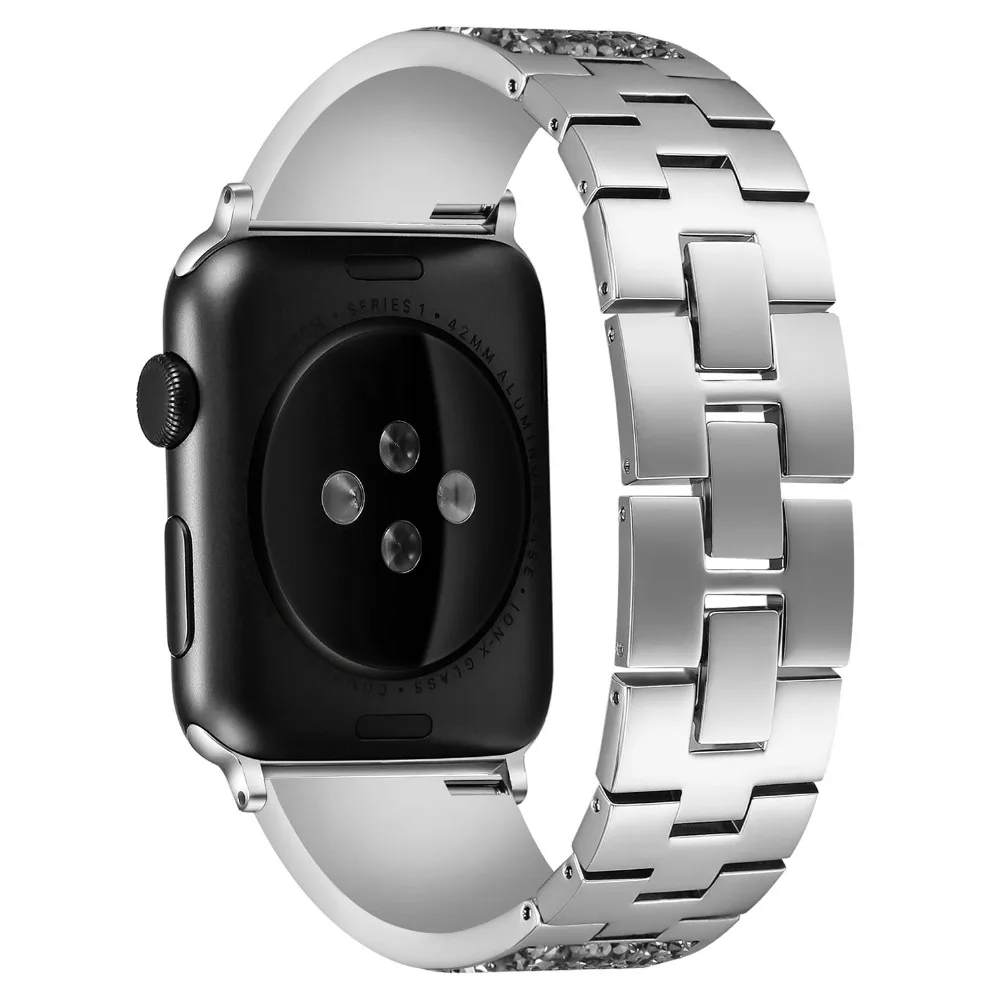 Роскошный Алмазный ремешок для apple watch 38 мм 42 мм 40 мм 44 мм серия 5 4 3 защитный чехол для iwatch браслет из нержавеющей стали