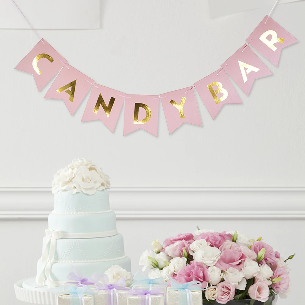 

Baby Birthday Party Buffet Garland CandyBar Just Married Kraft Paper Cardboard Bunting Banner Vintage Wedding Decor Sign Clean