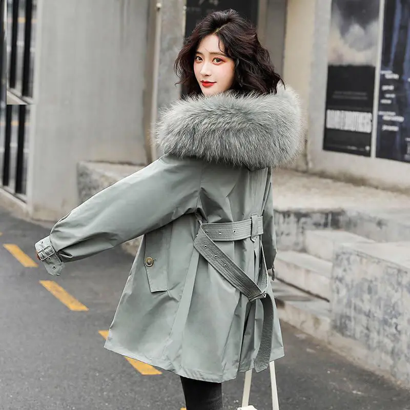 

Winter Jacket Women 2020 Warm Coats Korean Thick Student Real Natural Genuine Parker Women Fox Fur Collar Hooded Plus Size N65