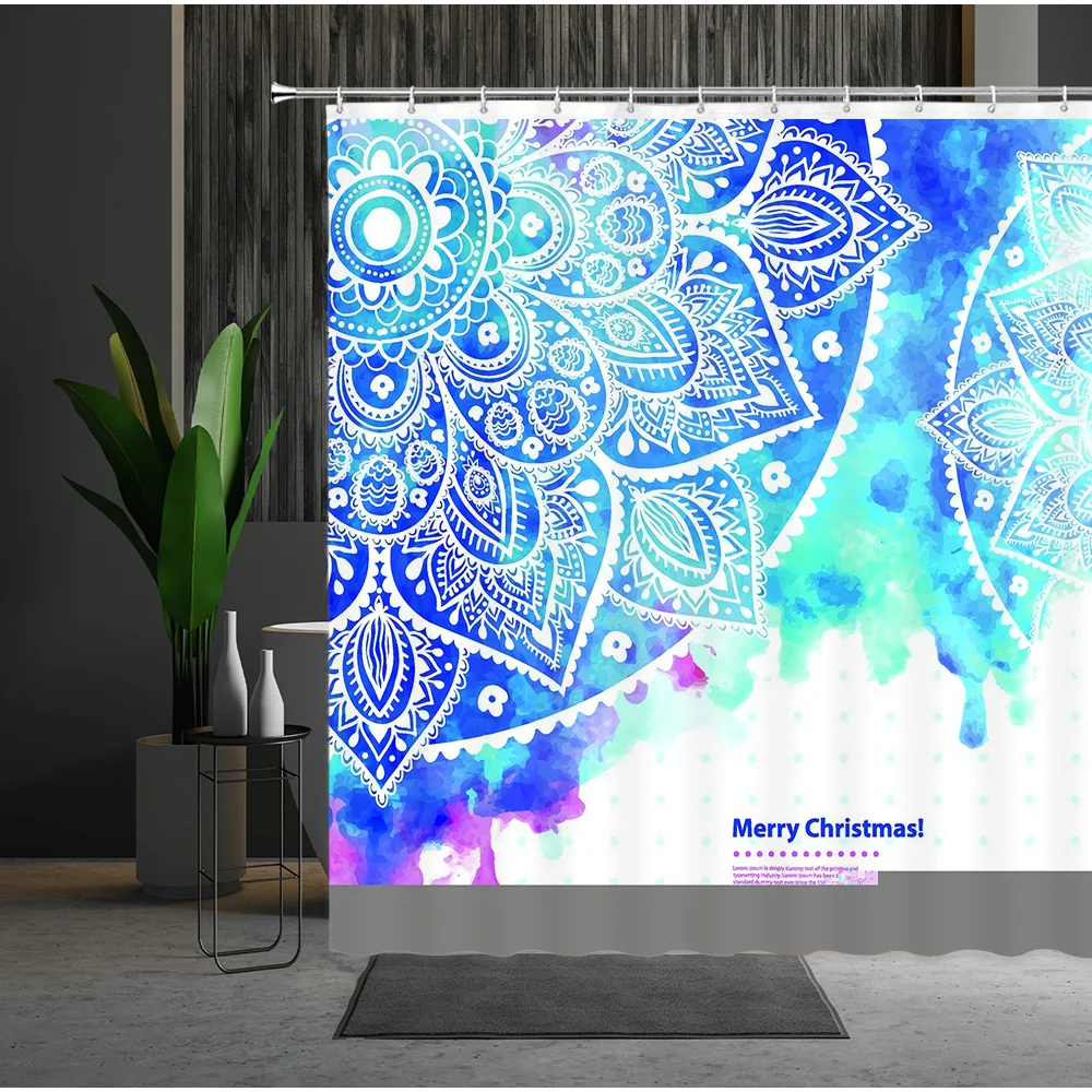 

Bohemian Shower Curtain Waterproof Cloth Datura Flower Color Pattern Bath Curtains MultiSize Bathroom Screen With Hooks