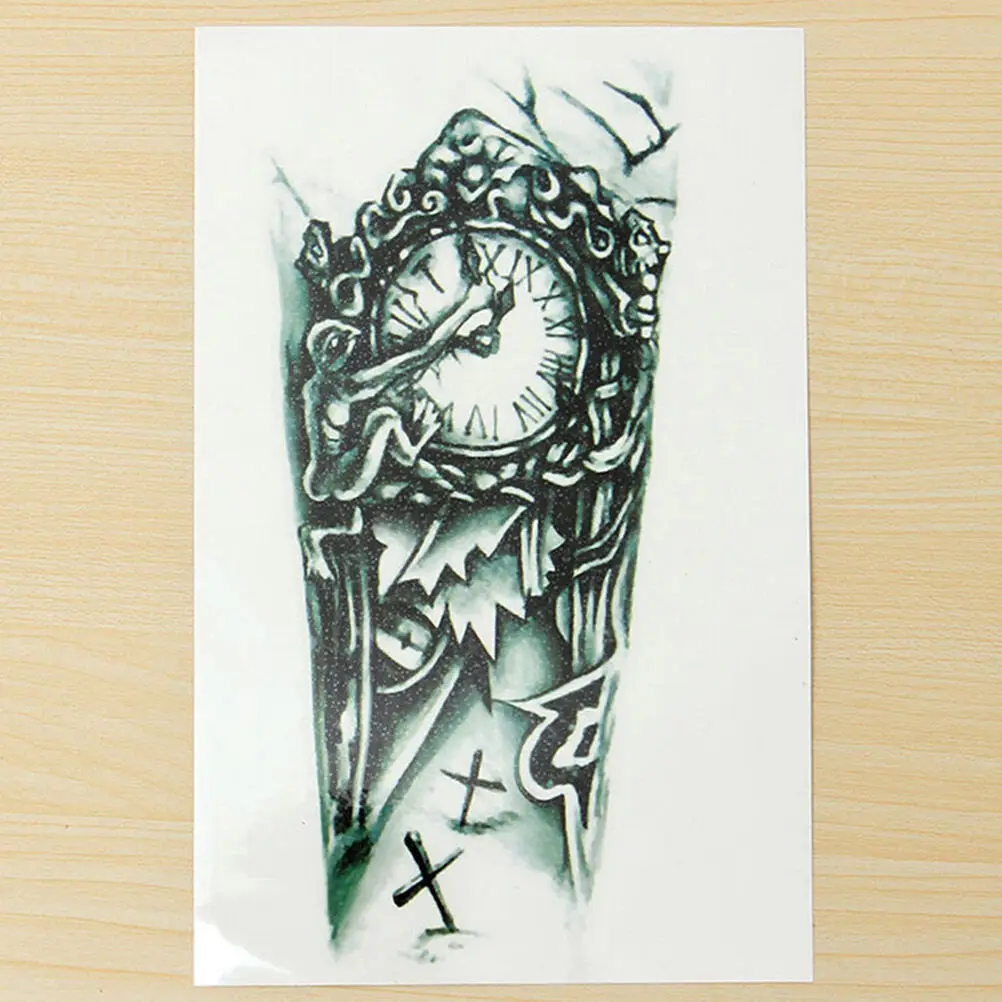 Временная татуировка водонепроницаемая 3D черная механическая рука