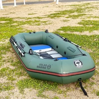 2.6 M PVC Inflatable Boat 3 Person Fishing Kayak Wooden Floor Luxury Yacht Dinghy Canoe With Accessories For 3/4 Person On Sale