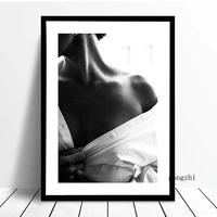 sexy female shoulder fashion photography poster canvas painting prints black and white wall art picture living room modern decor