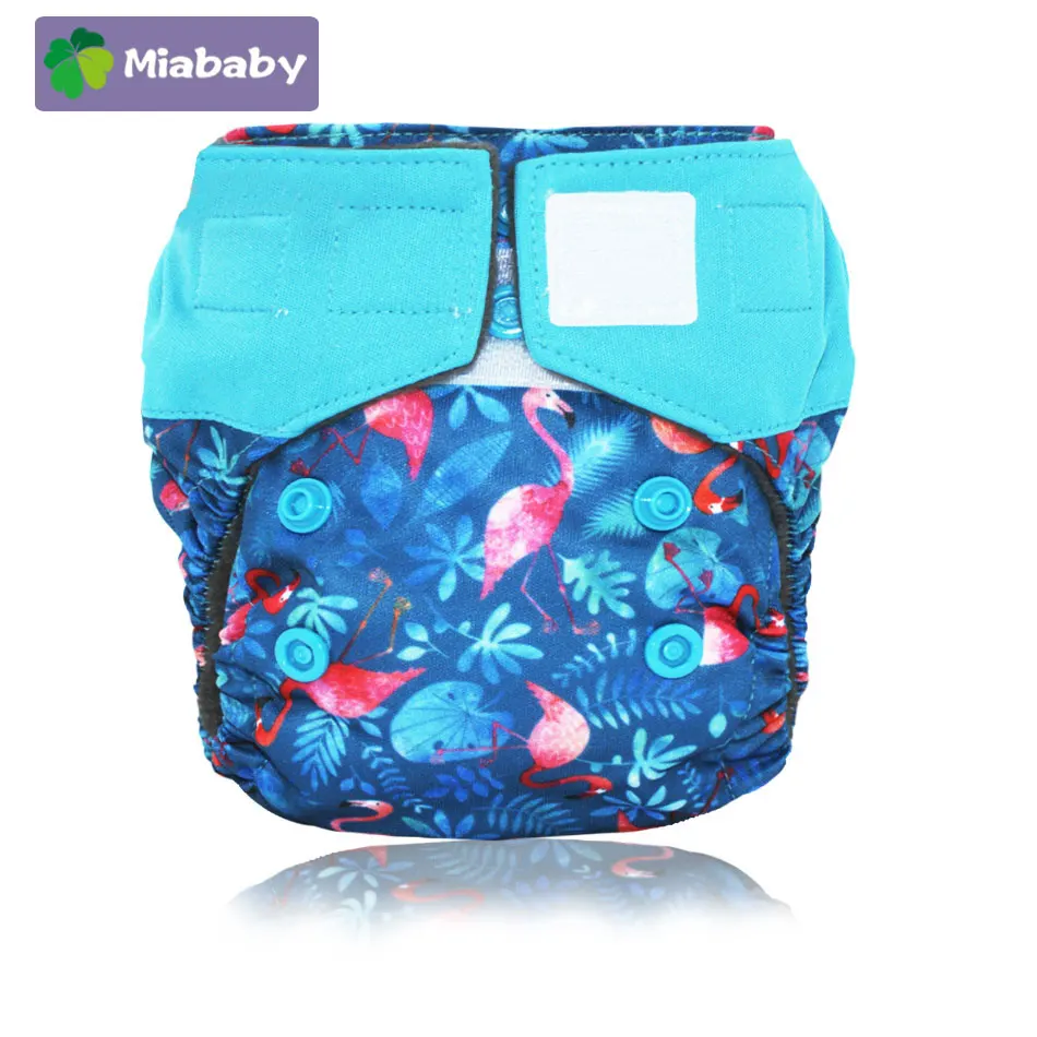 

Тканевые подгузники Miababy( 5 шт./лот) для новорожденных с древесным бамбуком AIO, двойные утечки, подходят для детей от 6 до 19 фунтов