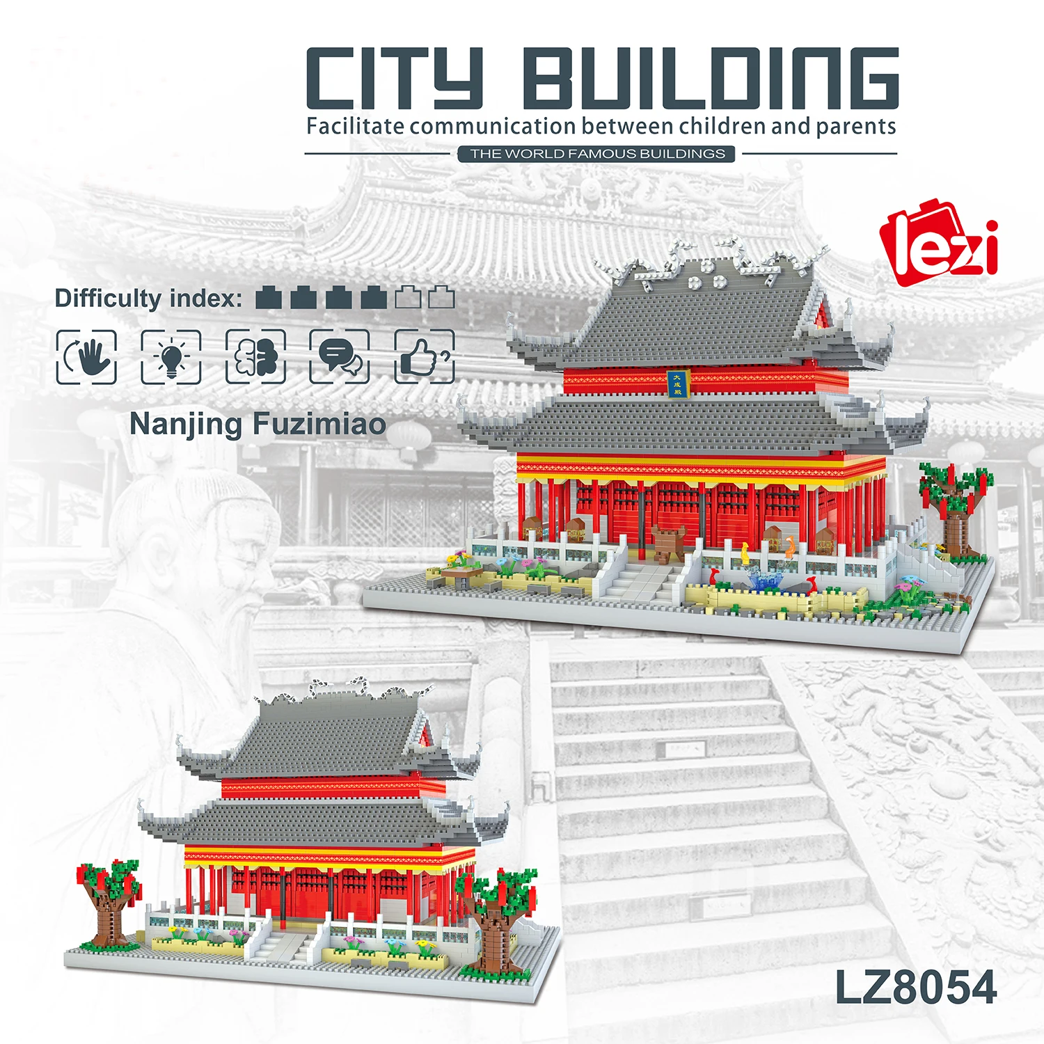 

Mini Bricks Toy Ancient China Architecture Nanjing Confucius Temple Model Micro Blocks Set Gift for Kids Adults