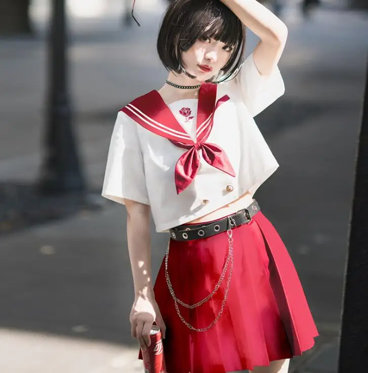 Рубашка с длинными/короткими рукавами и матросским воротником плиссированная