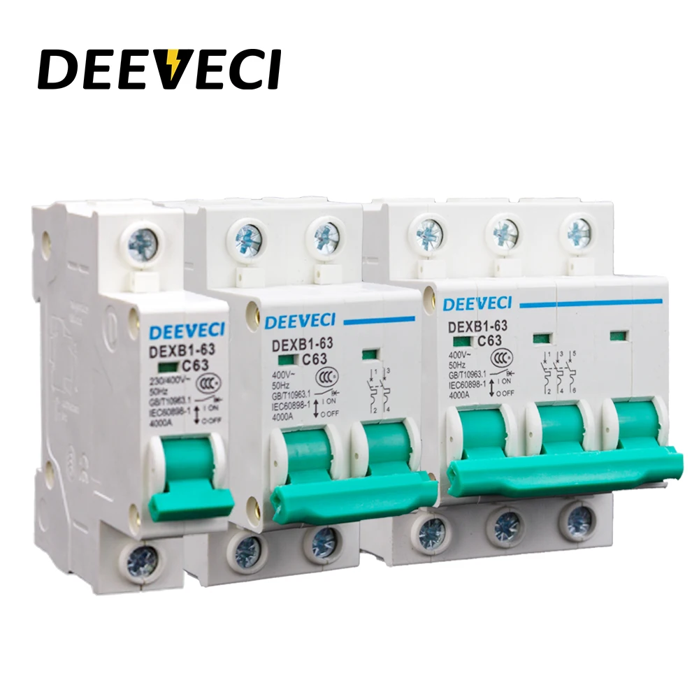 1 2 3 4p MCB AC бытовой 6A 10A 16A 25A 32A 40A 63A DIN рейка миниатюрный автоматический выключатель