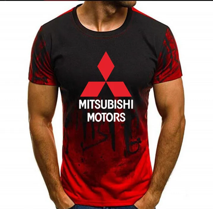 Мужская футболка с коротким рукавом и логотипом автомобиля Mitsubishi летняя