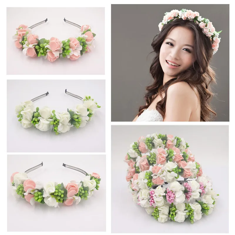 Изысканный искусственный цветок лента для волос нежная Невеста венки на голову
