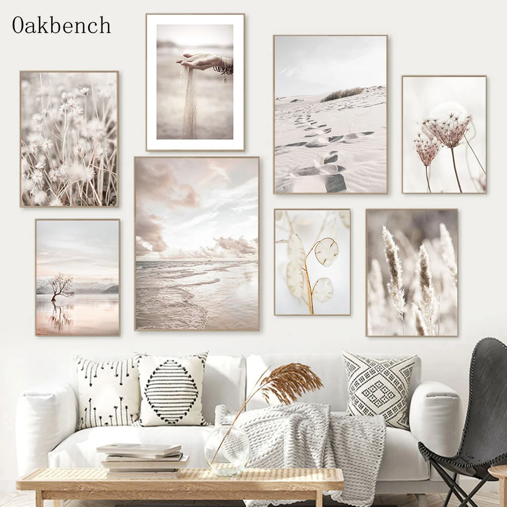 Пейзаж холст для живописи сено Рид художественным принтом рука песок плакаты