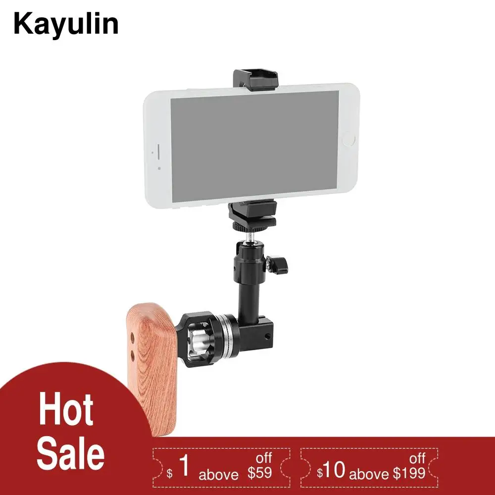 Зажим для смартфона Kayulin + держатель с шаровой головкой деревянной ручкой Arri Rosette