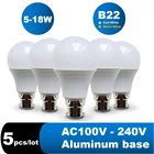 Светодиодная лампа направленного света 5 шт.лот B22, настольная лампа, AC 110 В, 130 В, 220 В, магазиндомашнее освещение 6 Вт, 9 Вт, 12 Вт, 15 Вт, 18 Вт, 21 Вт, Холодныйтеплый белый свет