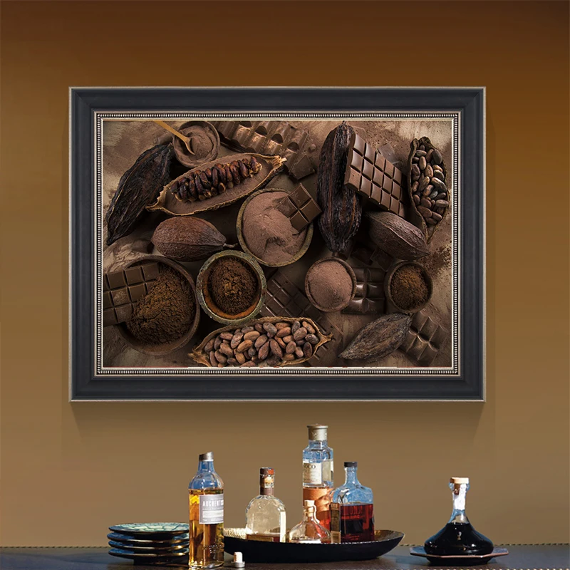 Горький темный шоколад с орехами и какао-бобами домашняя кухня плакаты принты