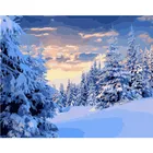 Картина по номерам сделай сам, Прямая поставка, 50x65, 60x75 см, горный лес, снежный пейзаж, холст, свадебное украшение, художественная картина, подарок