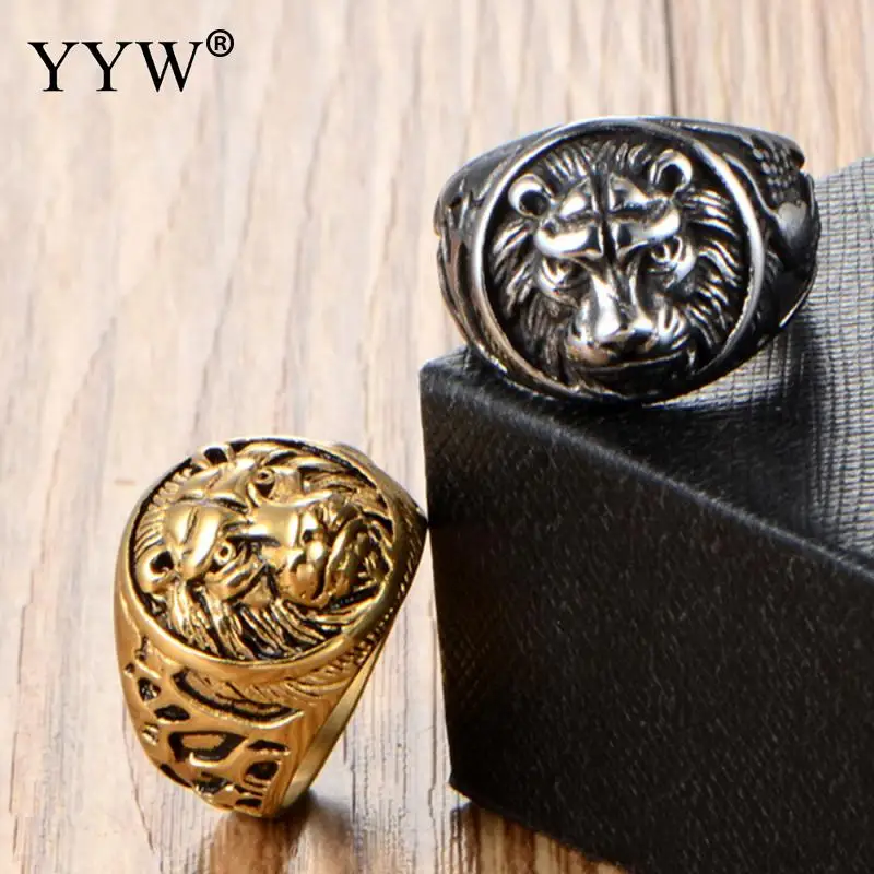

2020 Vintage Punk Lion Head Finger Rings For Men Punk Jewelry Metal Ring Animal Pattern Alloy Ring As A Gift Unisex