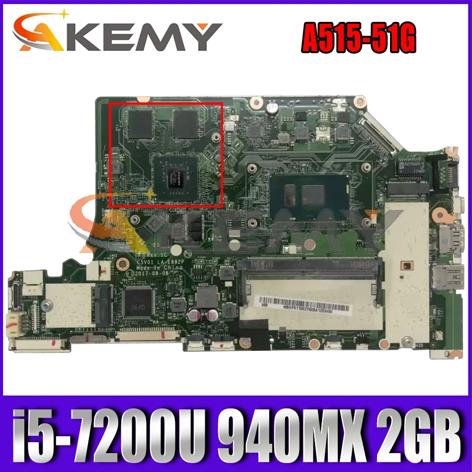 

Для ACER A315-31 A515-51G A515-31 A615-31 A615-51G материнская плата портативного компьютера с i5-7200U Процессор 940MX 2 Гб GPU 4 Гб Оперативная память 100% полностью прот...