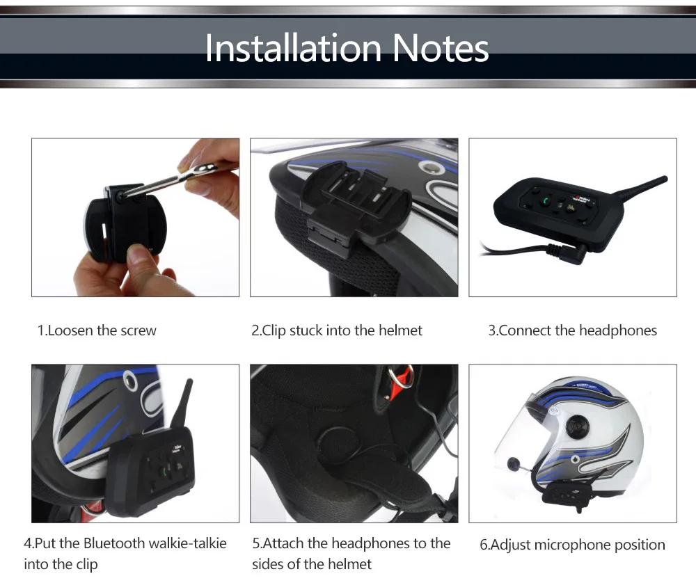 2 шт. V6 1200 м Мотоциклетный шлем Bluetooth гарнитура Intercommnicador Moto беспроводной IP65 Водонепроницаемый переговорный для 6 райдеров
