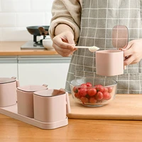 simple convenient multifunctional practical condiment jars salt spice containers seasoning storage boxes set with spoons