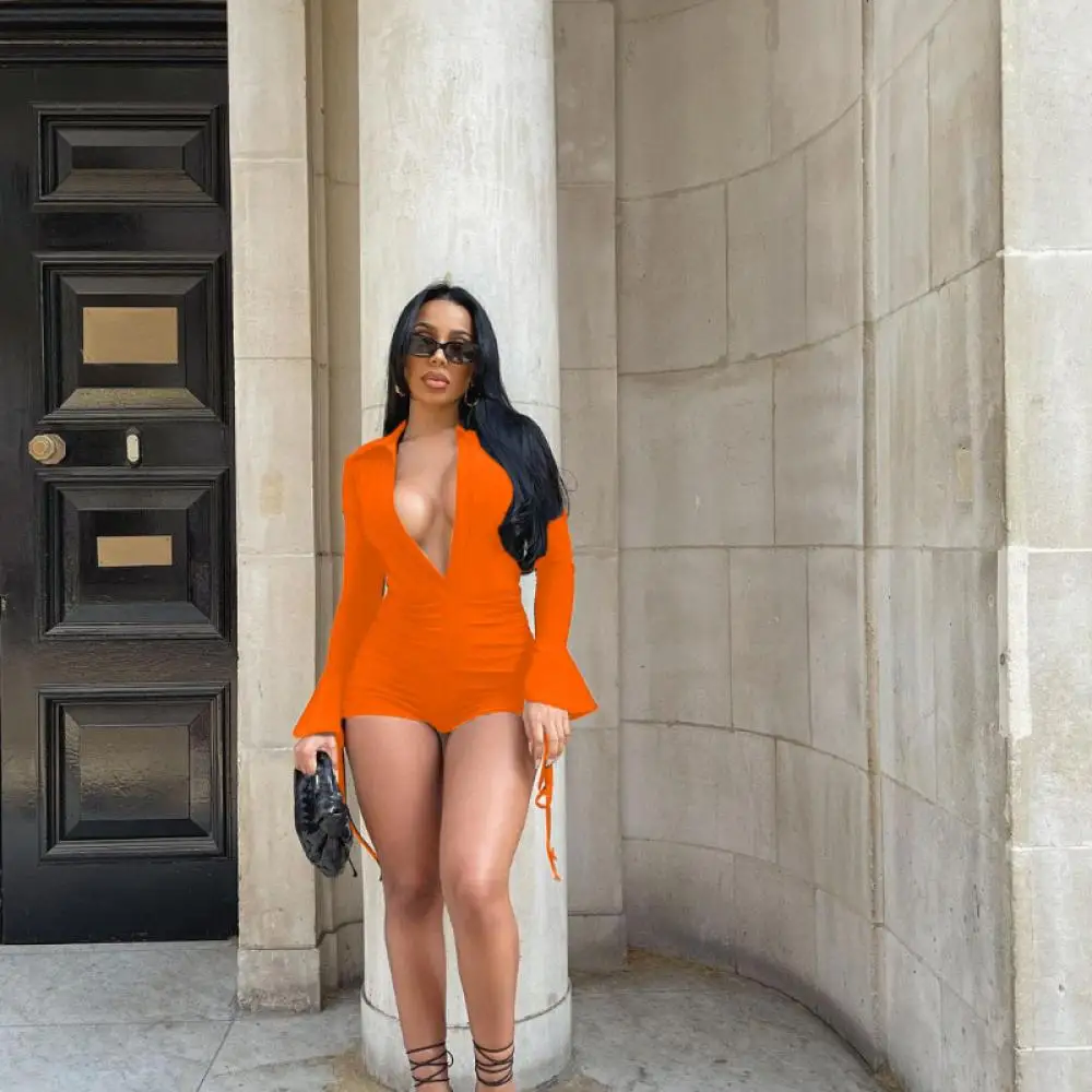 Женский Повседневный Комбинезон однотонный плиссированный комбинезон с