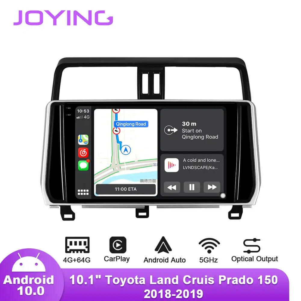 Автомобильный радиоприемник Joying Android10 для Toyota Land Cruiser Prado 150 2018 2019 GPS SPDIF 5GWiFi DVR Carplay
