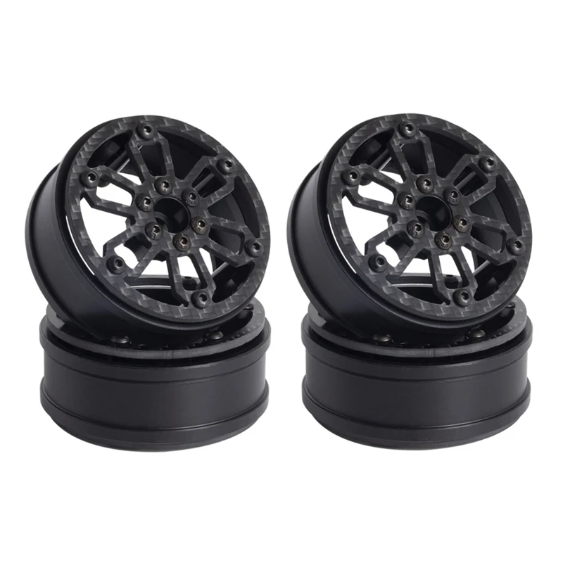 

4Pcs Carbon Fiber 2.2Inch Beadlock Wheel Hub Rim for 1/10 RC Crawler Car Axial SCX10 RR10 Wraith YETI Traxxas TRX4