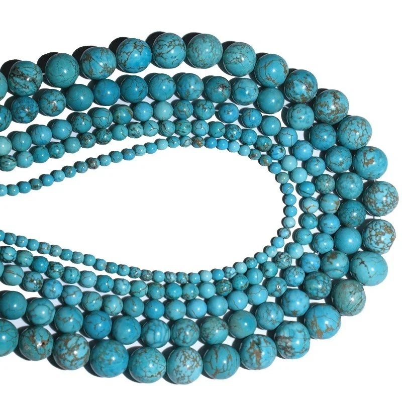

Natural Turquoise Round Loose Stone Beads for DIY Jewelry Making