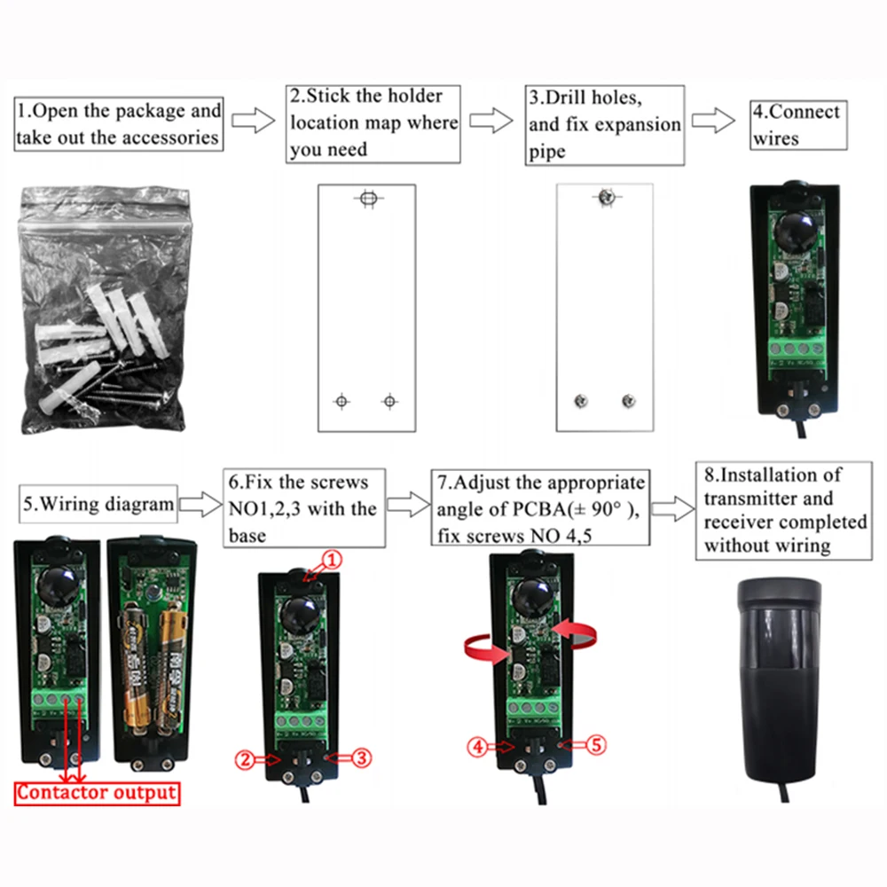 Garage Parking Barrier Automated Gate Sensor Photocelda Photoelectric Photocells Cell Door Infrared Detector Safety Beam | Безопасность