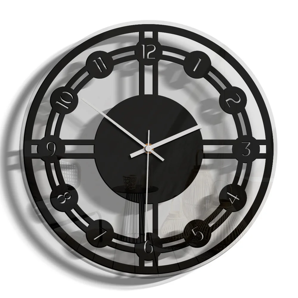 Настенные часы черные прозрачные акриловые креативные современные домашние