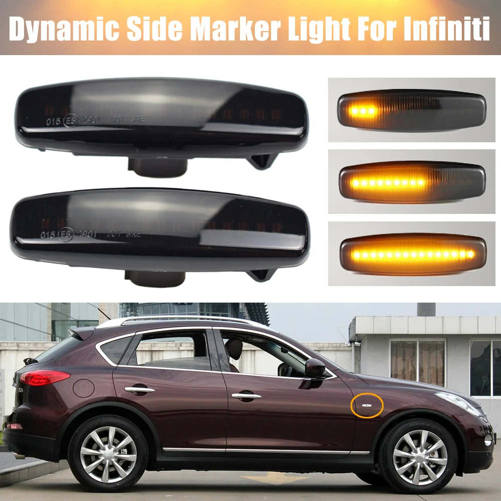 

2pcs Led Dynamic Side Marker Turn Signal Light Indicator Blinker Lamp Signal Lamp For Infiniti M25, Y51, Y51HV