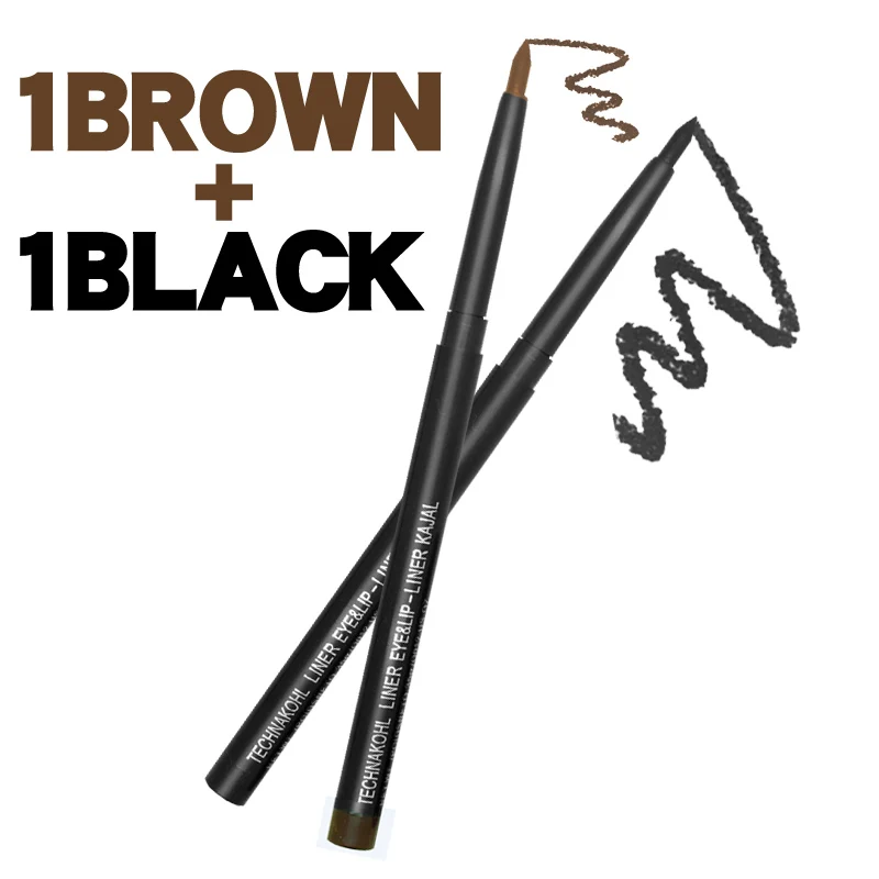 black brown eyeliner Профессиональный женский водостойкий коричневый карандаш для бровей, инструмент для макияжа с трафаретом 131-0226 - Цвет: black brown eyeliner