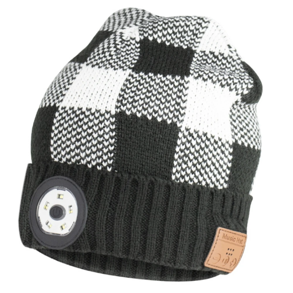 

Cycling Bluetooth Beanie Hat Cap with Light Winter Warm USB Rechargeable Knitted Music Hat for Men Women Outdoor Ski Bike Hiking