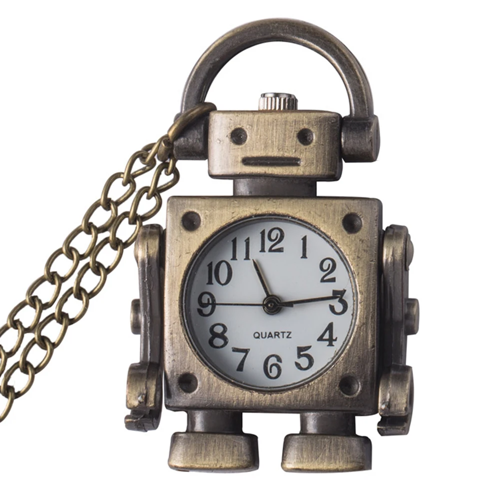 2020 винтажный дизайн Робот Форма брелок/цепь круглый циферблат кварцевые