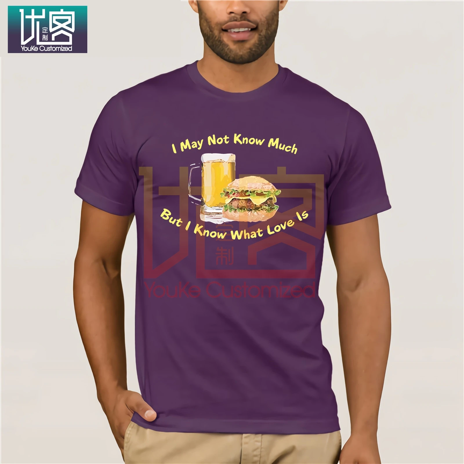 GILDAN men shirt Beer and Burgers T-shirt - BEER BOTTLE AND HAMBURGER Men's Short Sleeve T-Shirt Streetwear tees | Футболки и поло