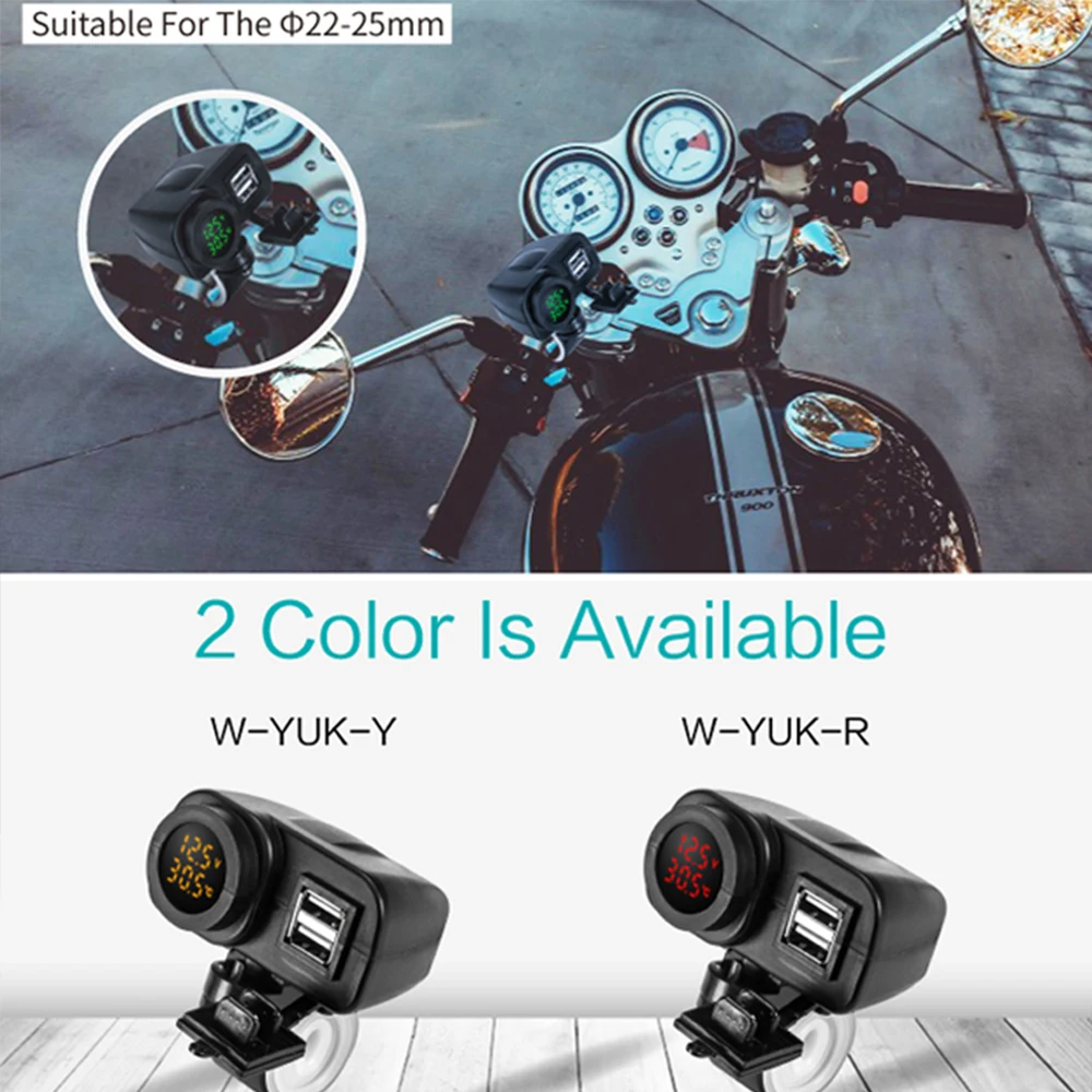 Зарядное устройство для мотоциклов с двумя USB портами и функцией быстрой