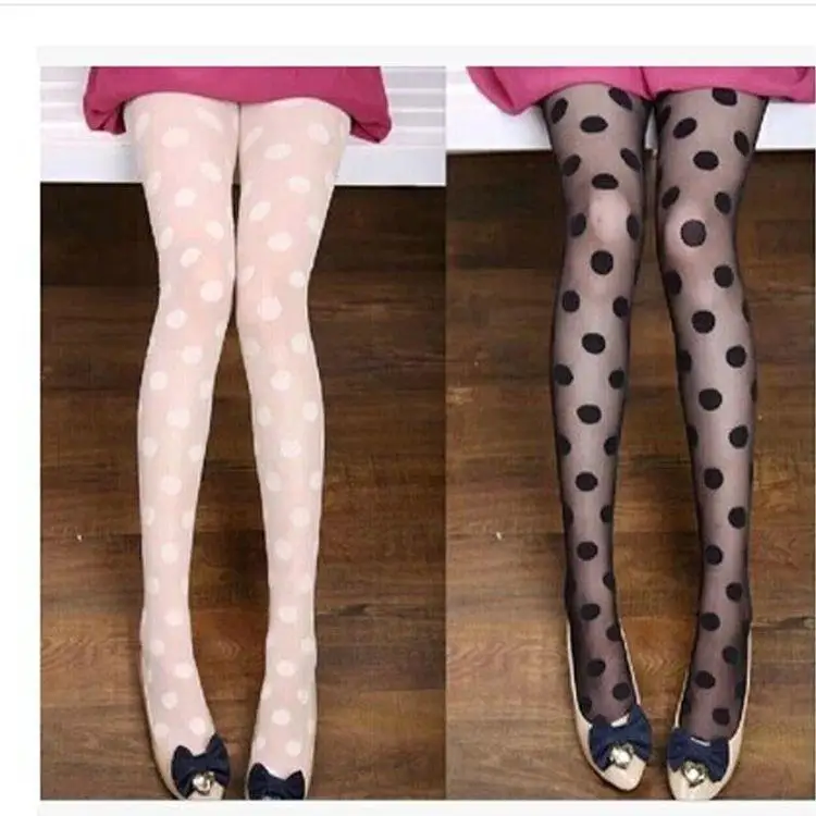 

Japan Style Dot Patterned Women Sexy Pantyhose Fashion Sweet Girl Black Sexy Tights Female Stocking Transparent Silk Tights