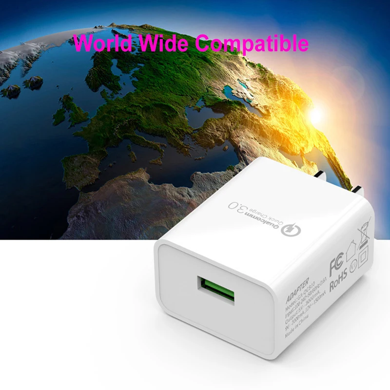 USB зарядное устройство Quick Charge 3,0 Us Plug Qc 3,0 18 Вт зарядное устройство для samsung huawei sony Hp lenovo Xiaomi 3 4 4C 5 5S Plus 6 8 Mix2 Mix2S