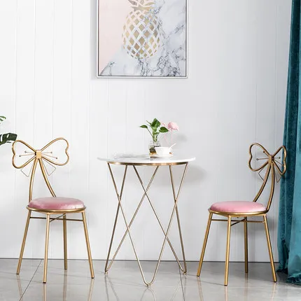 Современный золотой барный стул с бантом железный мебель для салона красоты