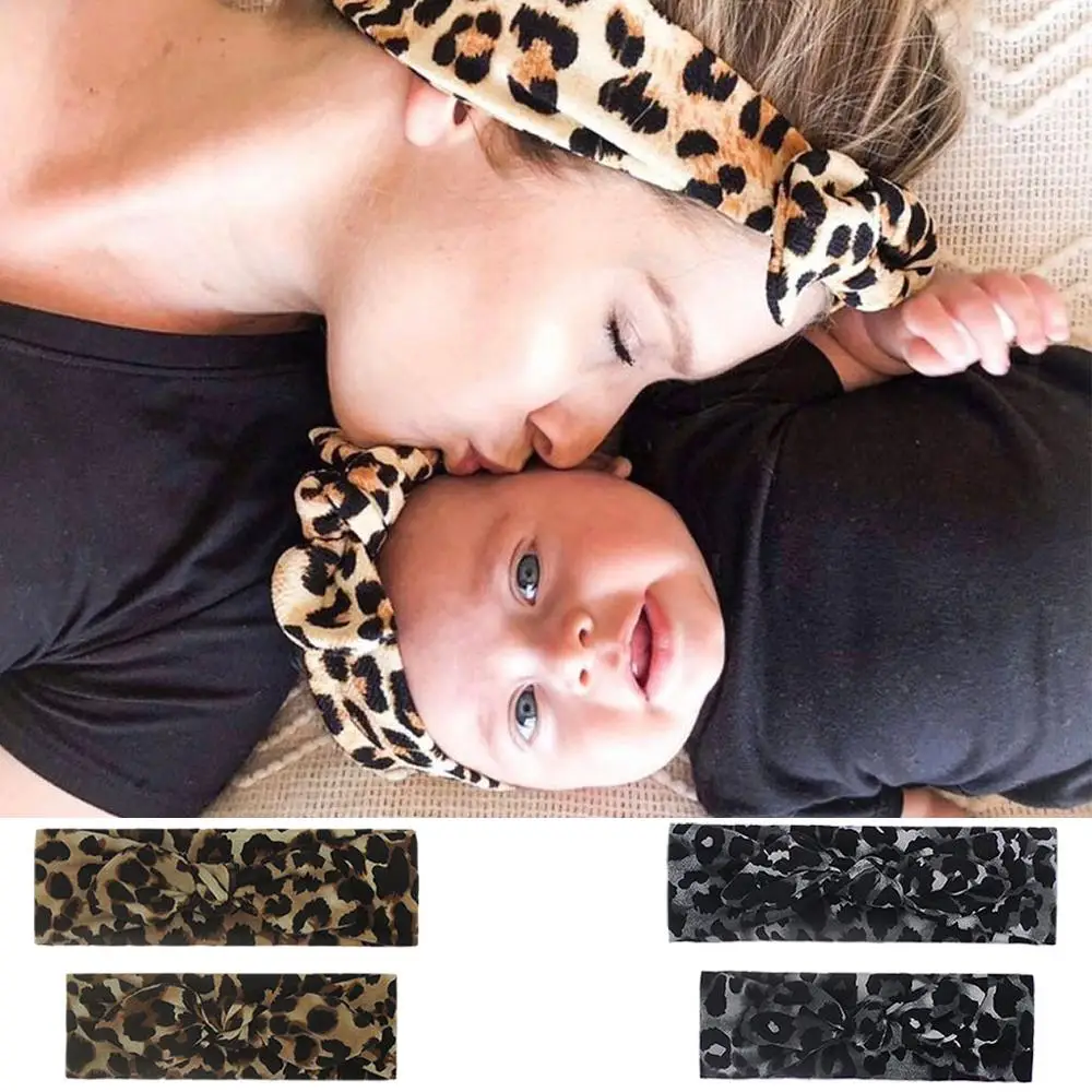 

20pc/lot Mommy and me headband Top Knot Leopard Printed Turban For Mom Daughter Fashion Family matching headband Headwear