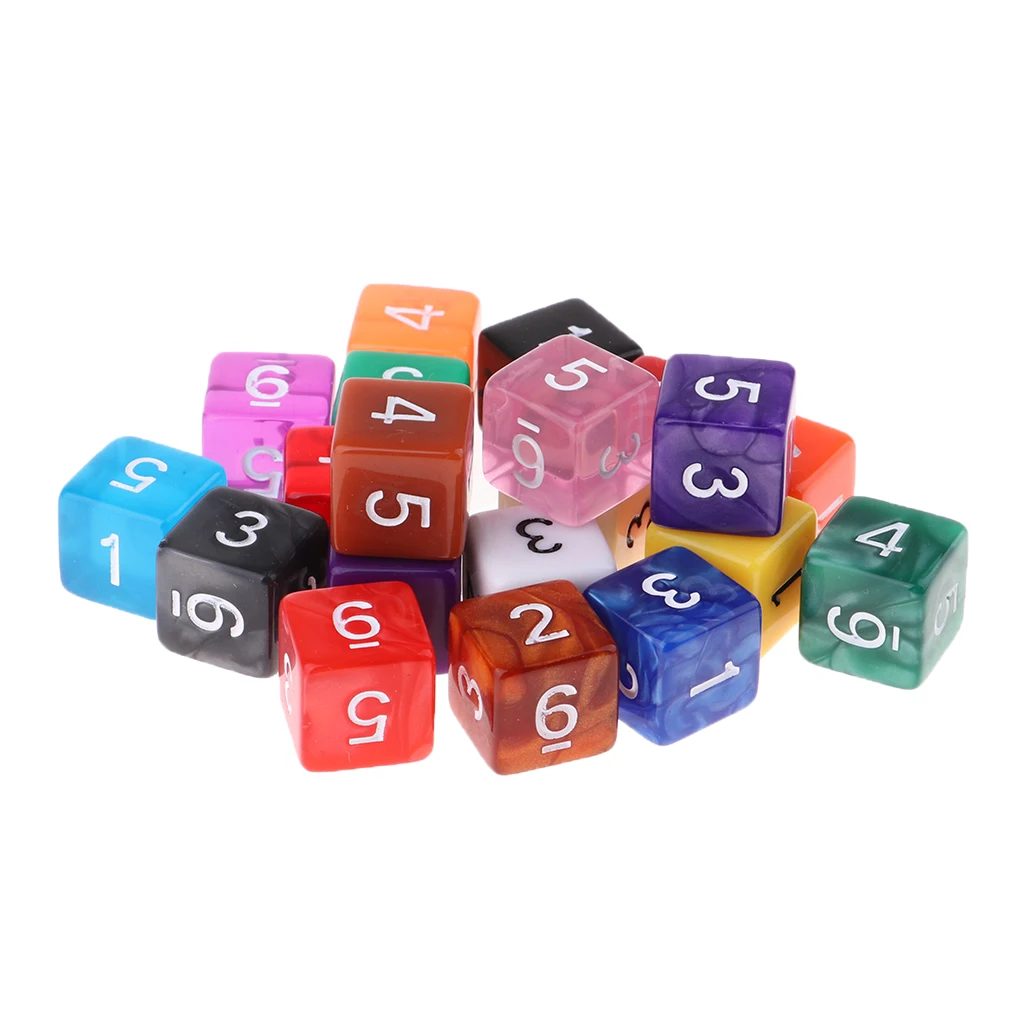 20 Pieces 15mm Six Dice Acrylic for D&ampD DnD RPG Party Game Toys |