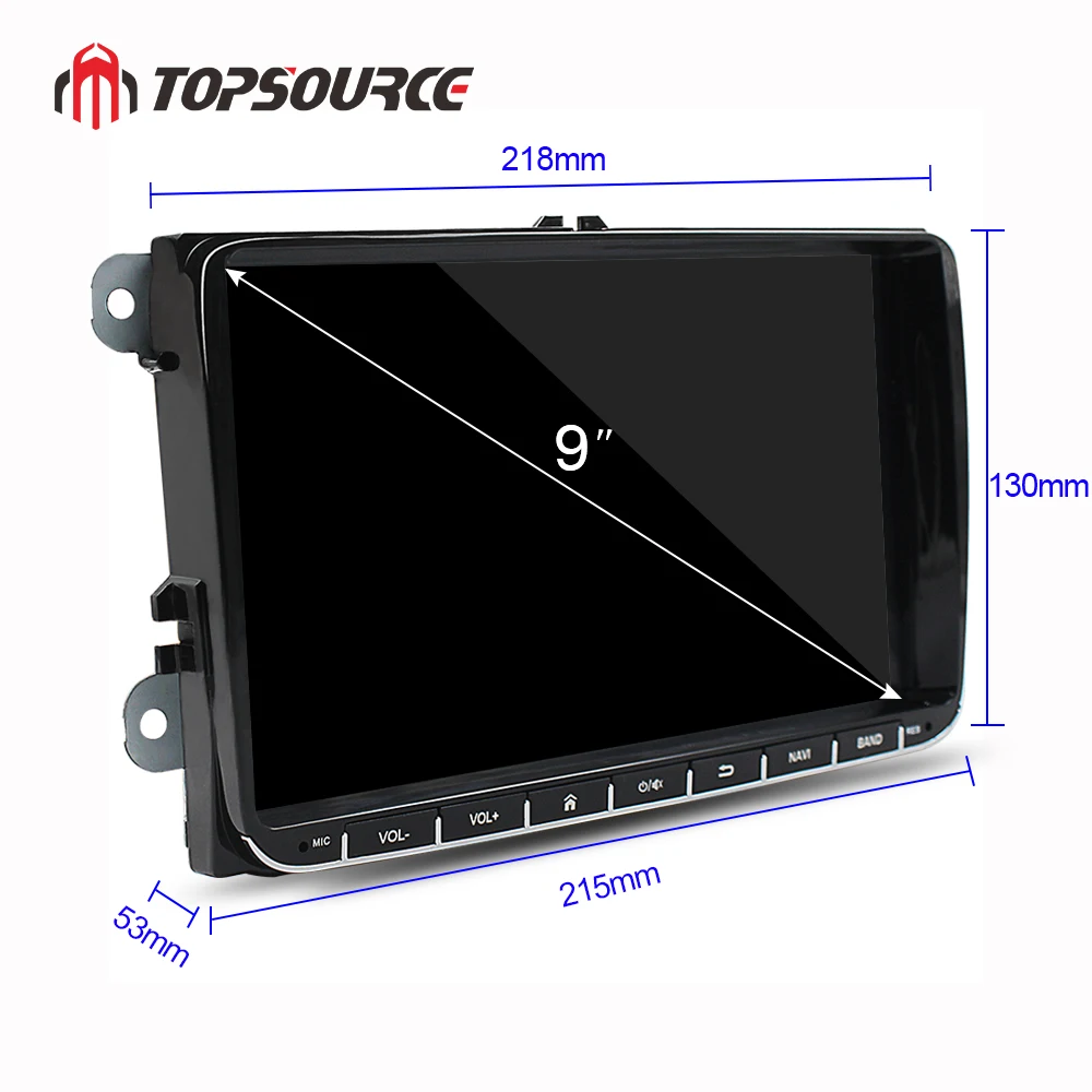 Автомобильный мультимедийный плеер TOPSOURCE 9 дюймов Android 2 Din с GPS Wifi автомобильное