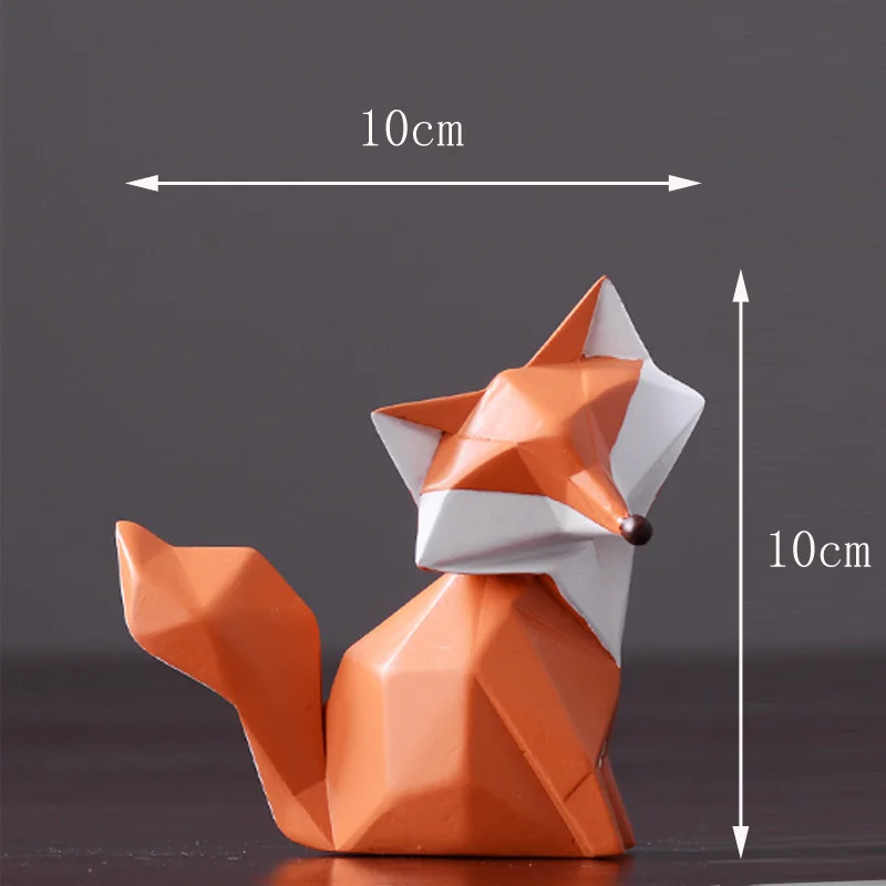 S 10X3.5X10cm Современные Геометрические стерео красные лисицы миниатюрные фигурки смолы животное орнамент настольные ремесла украшения дома и офиса свадебный подарок - Цвет: S 10X3.5X10cm